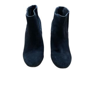 Restricted Wedge Booties Leather Pull On Black Suede Women Size 8